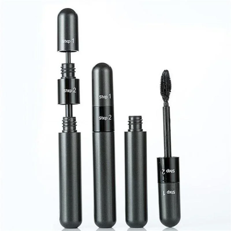 3D Mascara 2in1 Elongated Curling Thick Waterproof Not Easy To Smudge Cool Black Mascara Silicone Brush Head