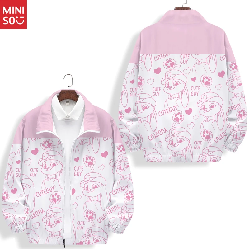 سترة Miniso Zootopia Judy Nick، معطف بياقة مزدوجة، سترة خريفية كرتونية