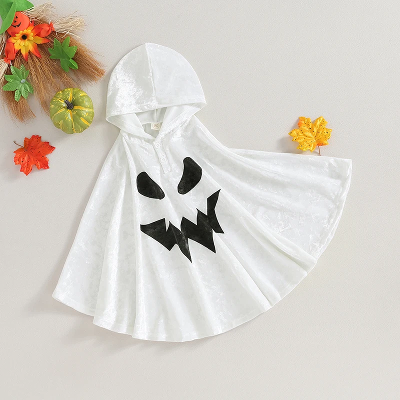 RWYBEYW Toddler Baby Boys Girls Halloween Ghost Costume White Ghost Face Cloak Cape Halloween Cosplay Party Robe Outfit