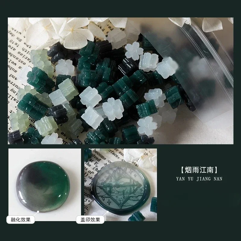 60 stks Semi Transparante Jade Kleur Lakzegel Stempel Deeltjes Sakura Vorm Wax Materiaal DIY Handboek Wenskaart Afdichting Tool
