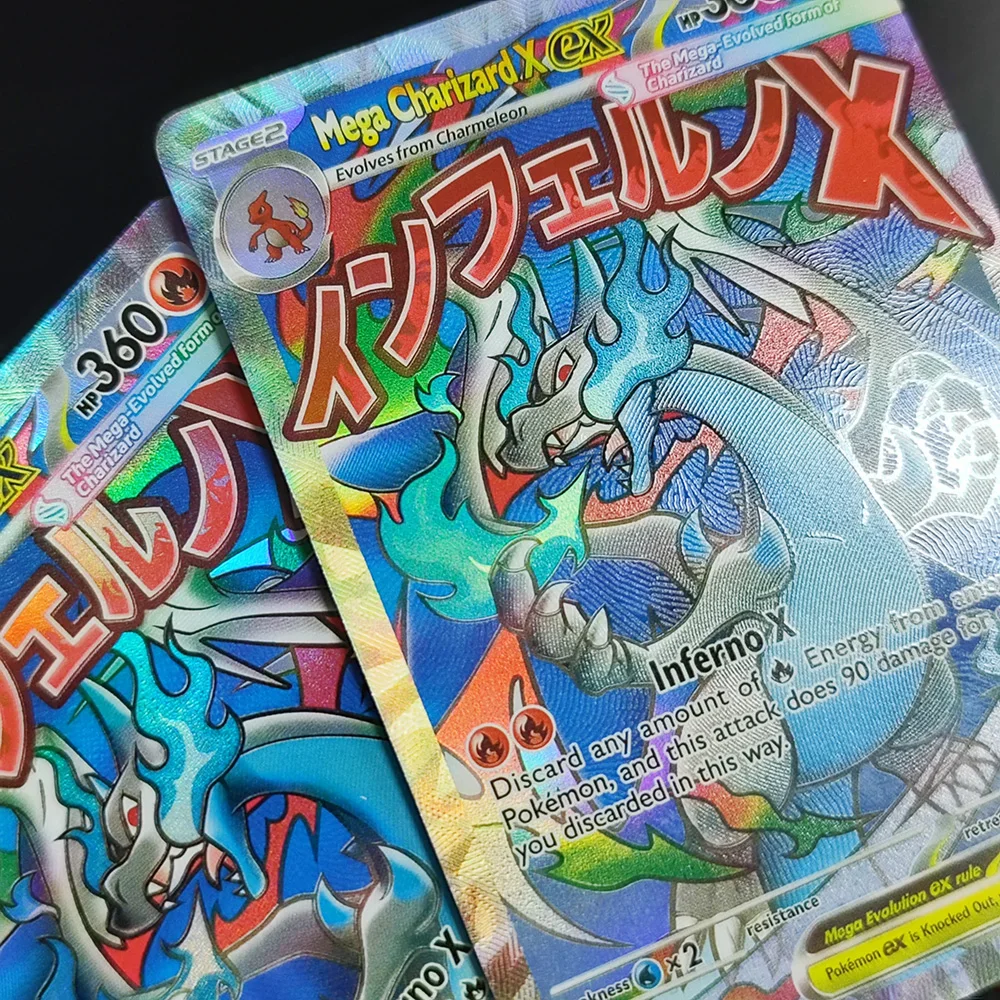Self Made PTCG English Mega Evolution Mega Charizard X ex Hobby Collection  Flash Card Toy for Kids Gift - AliExpress 26