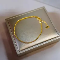 14 K Pure Gold Color Shiny Bracelet Chain for Women Bride Wedding Bracelet Bangle Fine Jewelry Gifts Not Fade