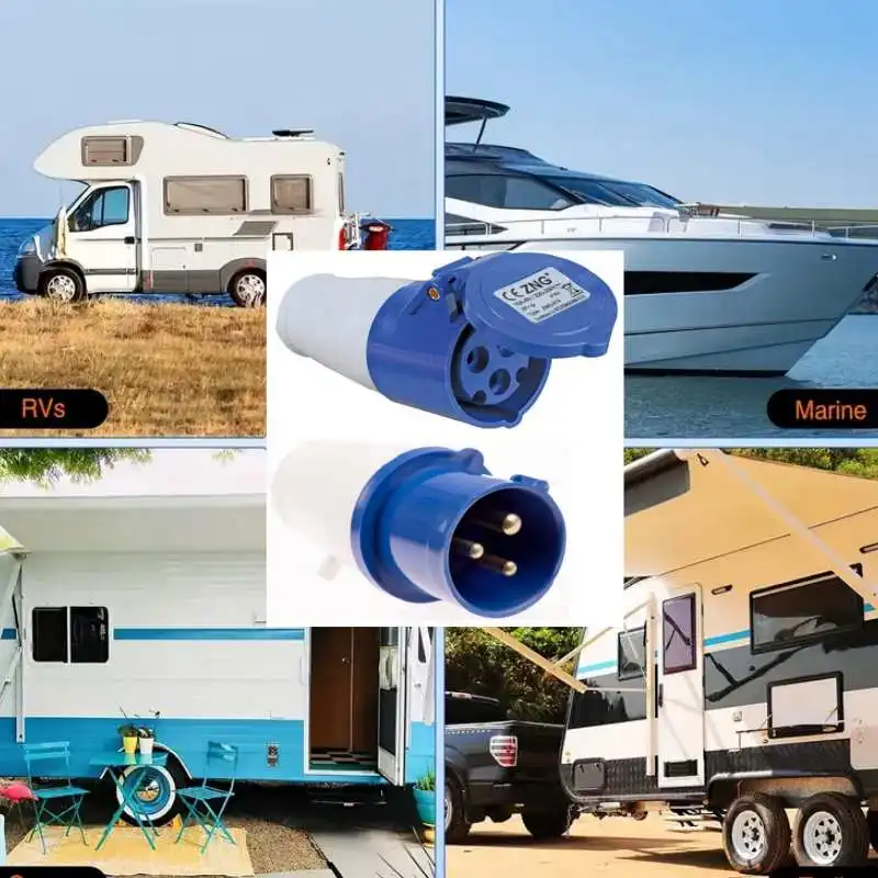 1/2PC Mains Plug Hook Up Site Socket Adapter 240v 16A Caravan Motorhome Camper Van  Durable RV Docking Explosion-Proof Plug