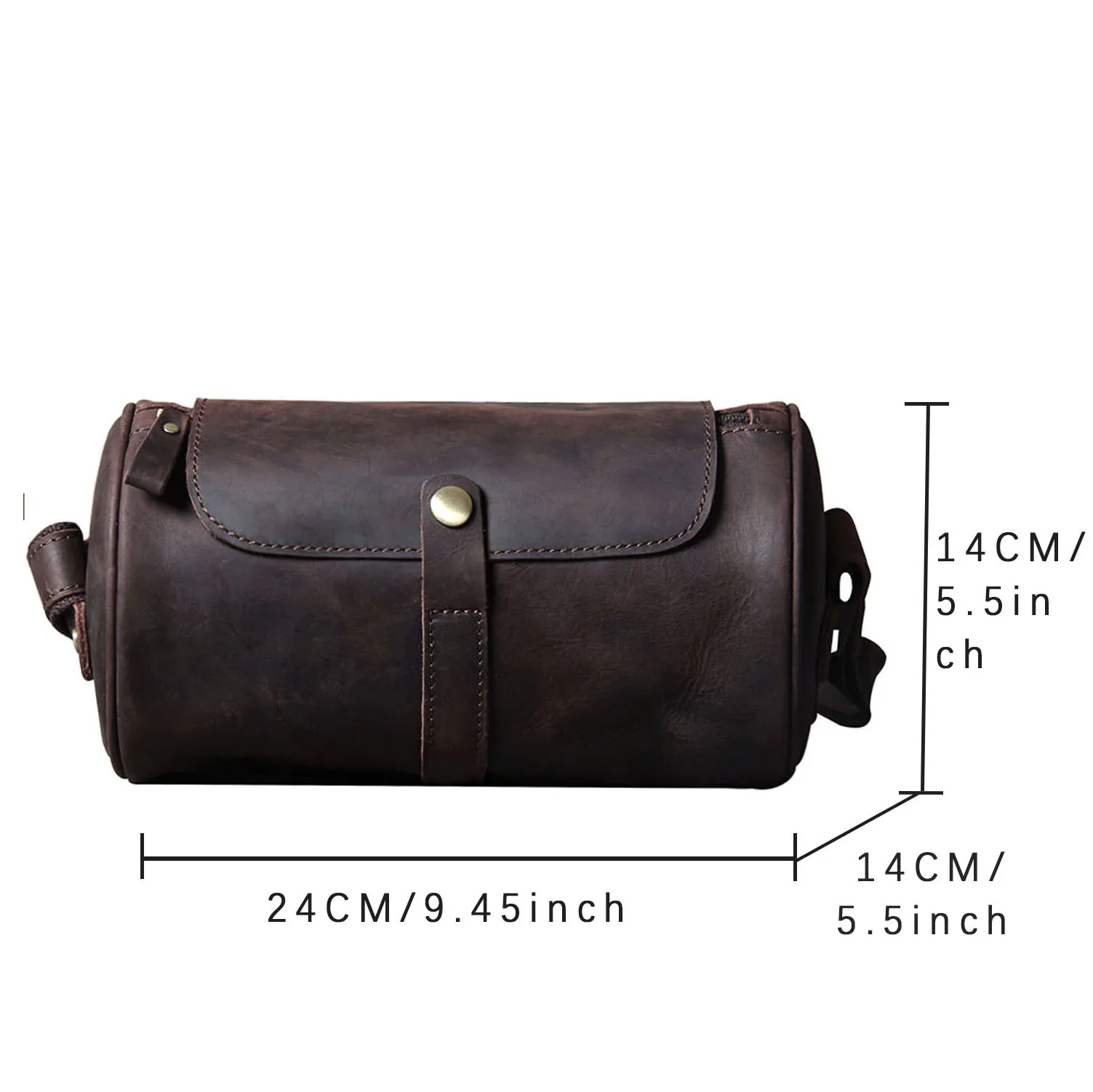 S.WORKER Echtleder Herren Umhängetasche, Bucket Bag, Vollnarbig, Trendige Casual Crossbody-Tasche, Mini-Umhängetasche für Handy & Schlüssel – Detail 3
