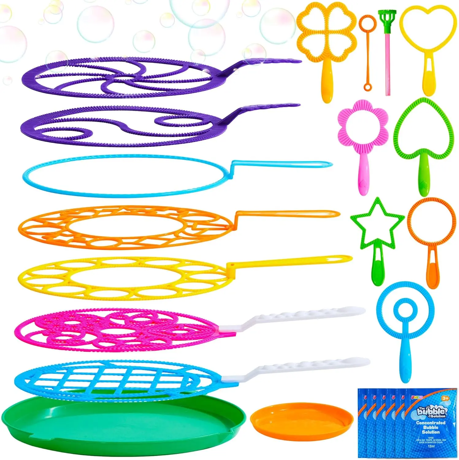 

Big Bubble Wands Set Bulk for Kids Summer Outdoor Toy Game Activity Party Favors, 18 Pcs Giant Bubble Maker with Tray, 12" Large