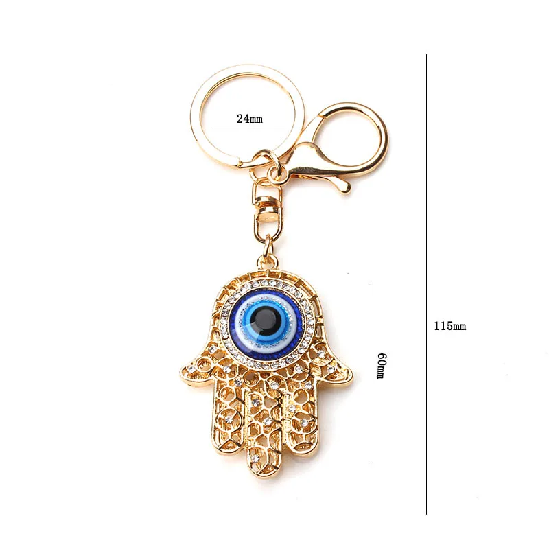 Lucky Eye Fatima Hamsa Hand Keychain Alloy Turkish Evil Eye Key Chain Women Men Bag Car Keyring llavero porte clé מחזיק מפתחות