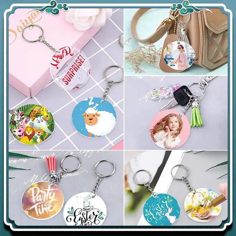 سهلة الاستخدام 1750 قطعة من سلسلة المفاتيح الشفافة من الأكريليك للفراغات مع الفراغات والشرابات وحلقات القفز وحلقات المفاتيح لسلسلة المفاتيح ذاتية الصنع Cr #1