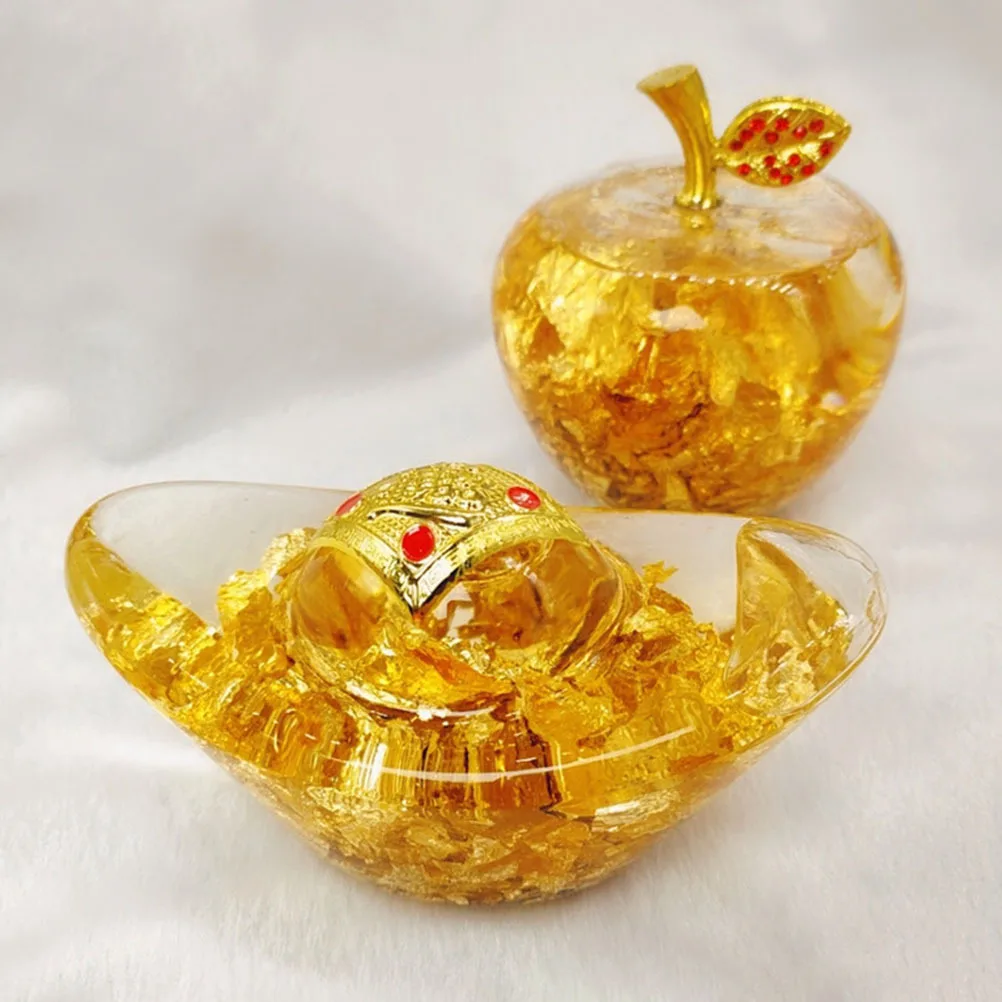 

1Pcs Gold Ingot Crystal Desktop Ornament Exquisite Craft Feng Shui Wealth Attractor Decorative Craft Tabletop Home Office Decor