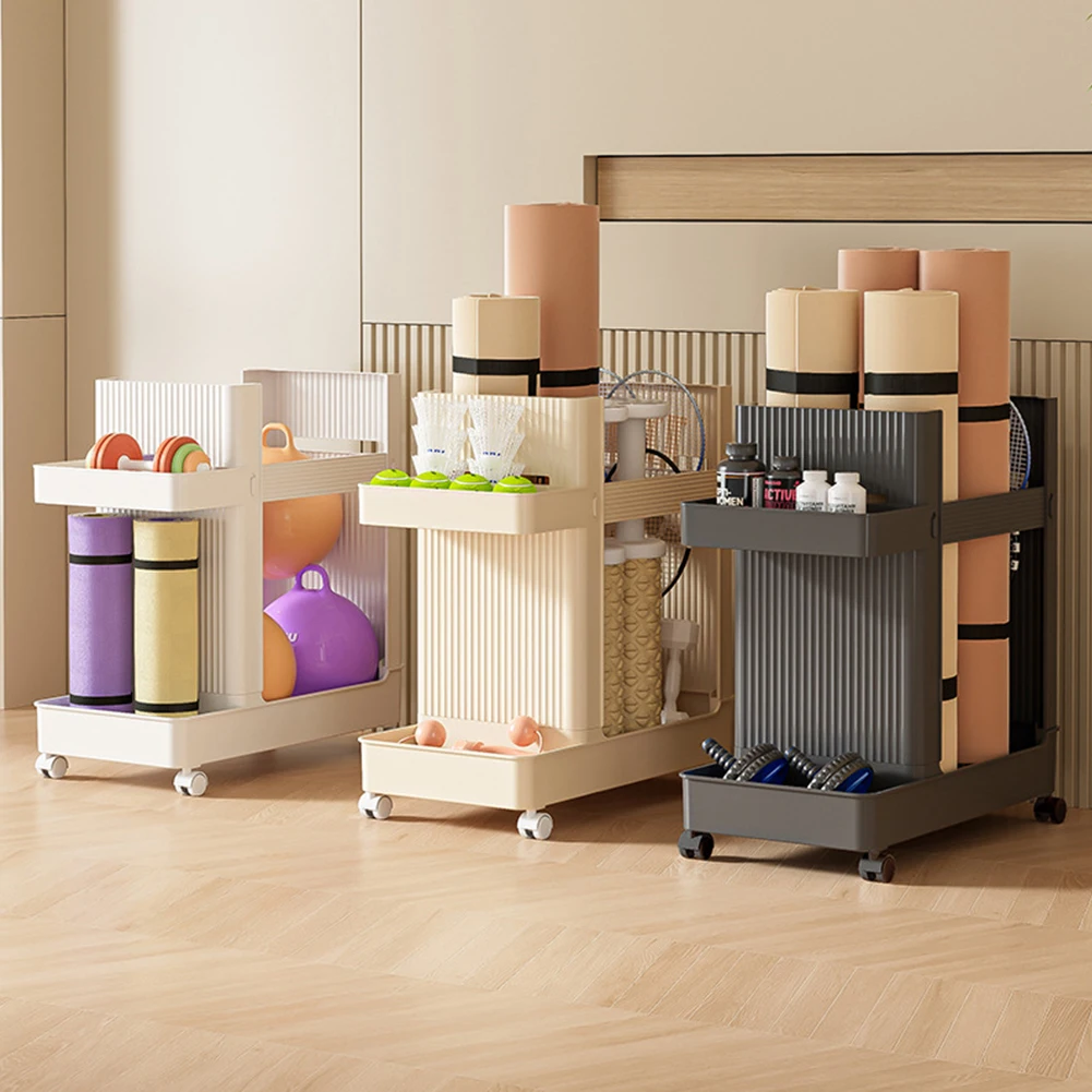 Gym Equipment Holder with Wheels Fitness Equipment Storage Rack Yoga Mat Storage Rack Fitness Equipment Sports Tools Organizer