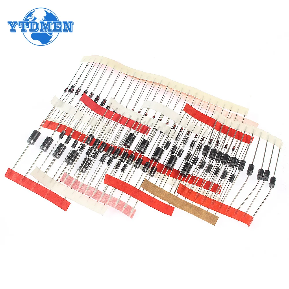 100PCS 8 Values Rectifier Schottky Diode Kit 1N4007 1N4148 1N5408 1N5819 1N5822 1N4001 1N4004 1N5404 FR107 FR207 Fast Switching
