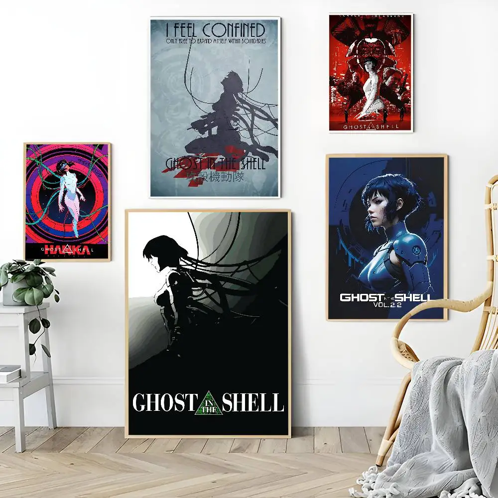 Póster adhesivo de Anime japonés G-ghost In The S-shell, pegatina de papel Kraft Retro, decoración para habitación, Bar, cafetería, Kawaii