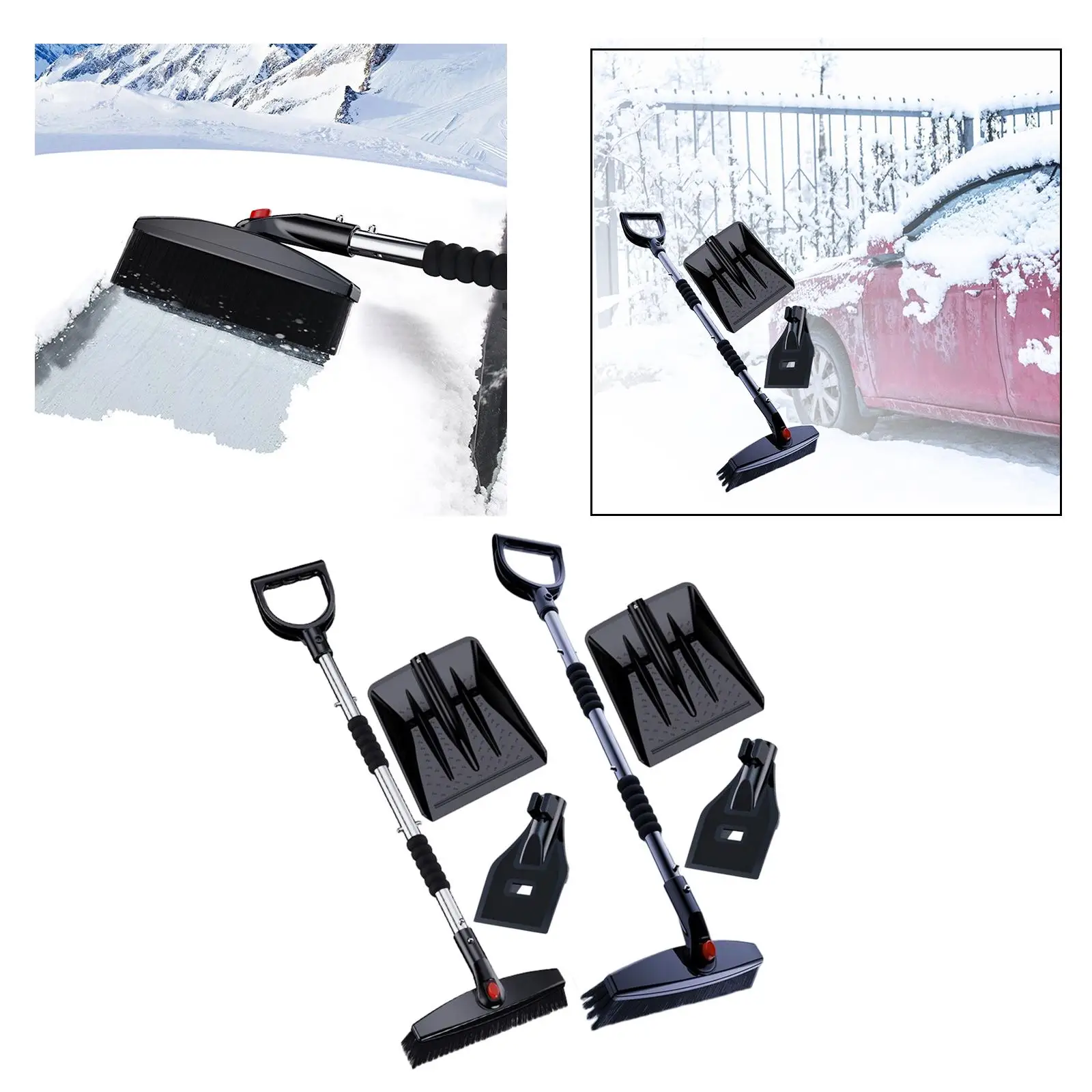 Portable Snow Removal Tool car Window Snow Cleaner Stainless Steel Handle 360° Rotatable Head for Truck Car Vehicles Auto