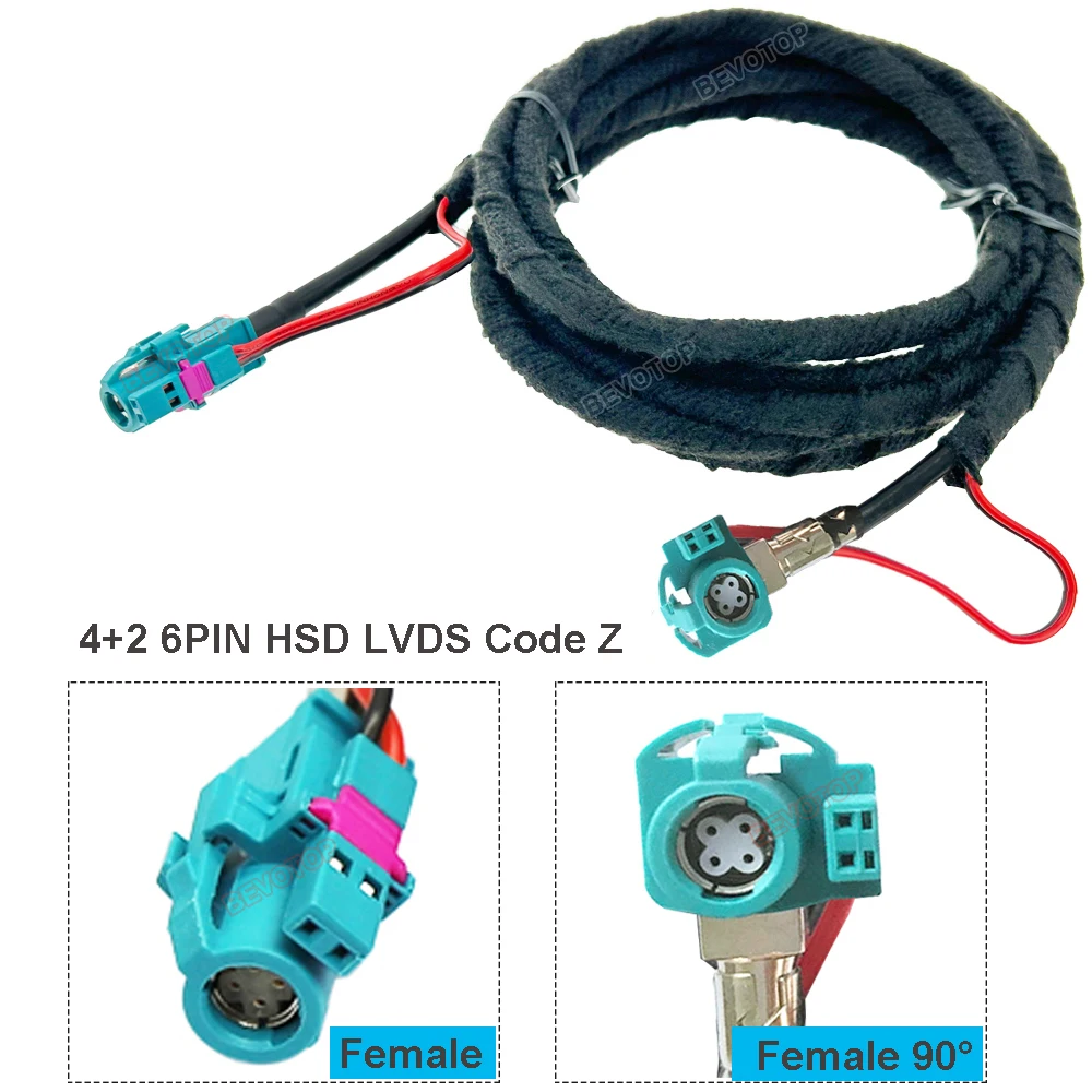 1PCS 4+2 6Pin HSD Cable Z-Type Female to Female Right Angle 90° High Speed Data Transmission LVDS Cable for Car Wire Harness