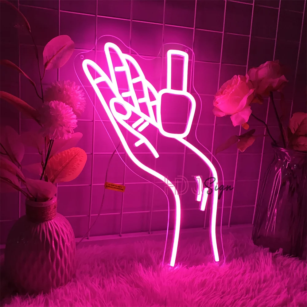 Imagem -02 - Usb Neon Led Sign para Unhas Salão de Beleza Shop And Room Decor Lights Signboard Business Decoração do Quarto