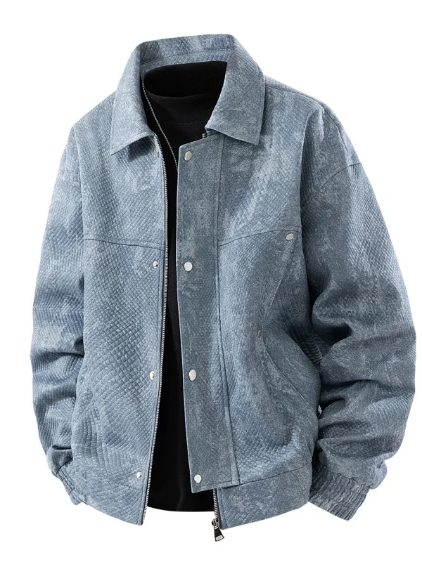 

Youth Casual Collar Jacket Men's Spring Autumn American Style Versatile Workwear Coat Standard Fit Polyester Fiber Zipper Clo...