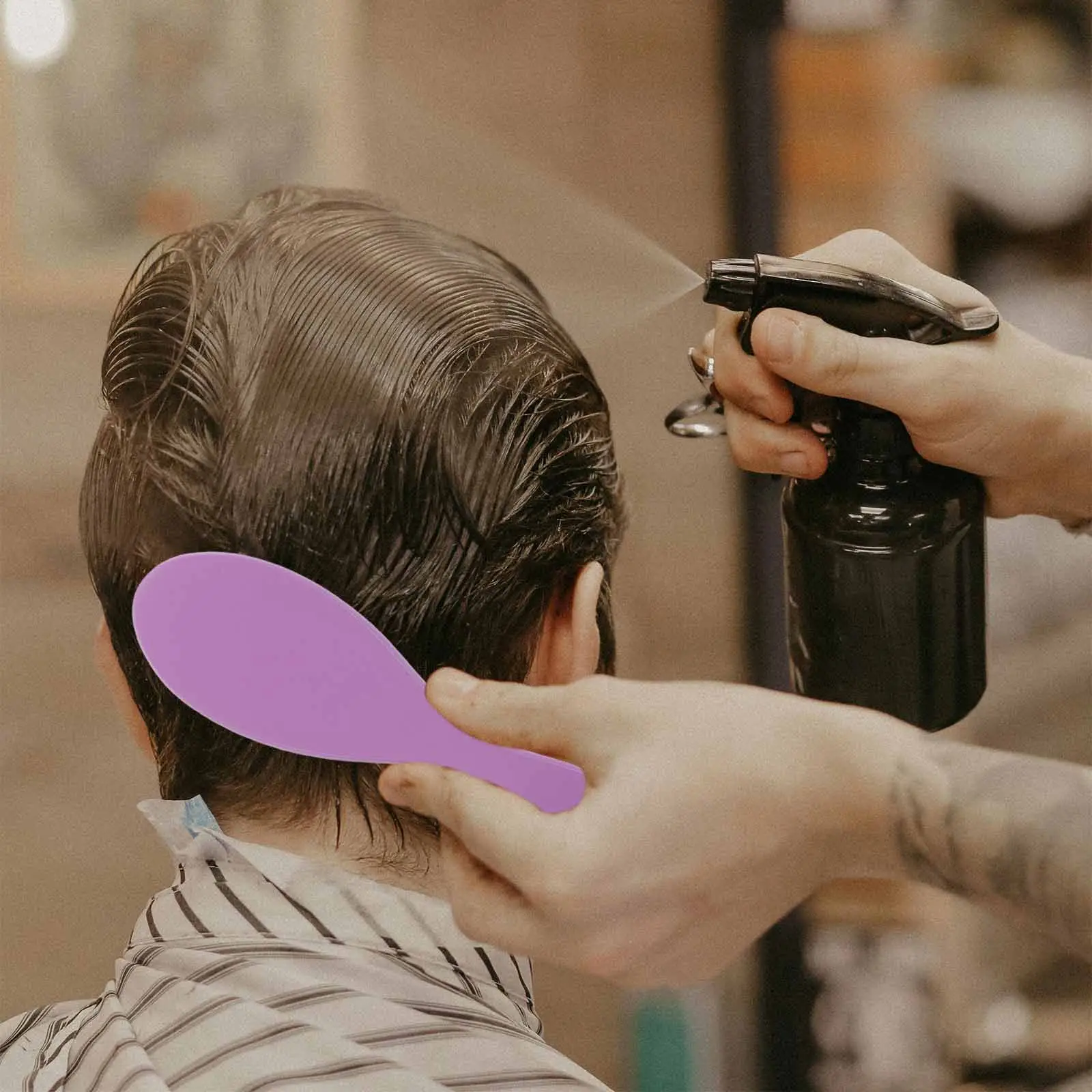 

Natural Bristle Hairbrush Matte Violet Cushion Paddle Brush Mens Travel Detangling Tool Anti Static Hair Brush for Thick Fine