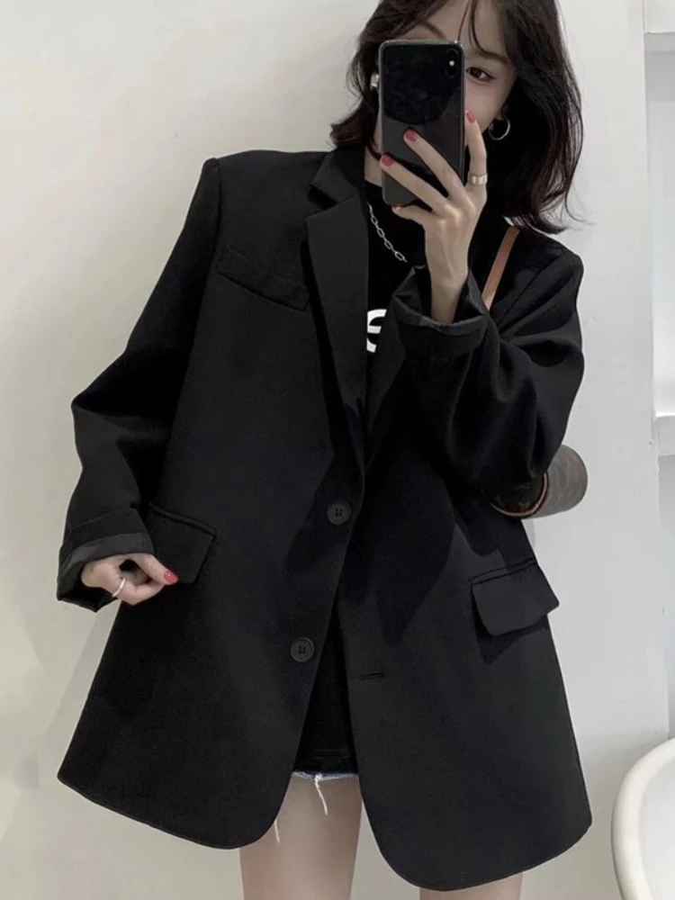 Imagem -04 - Blazer Elegante e Casual Feminino Moda Coreana Manga Comprida Jaqueta Solta Roupas de Escritório Primavera Outono Novo Outerwears 2023