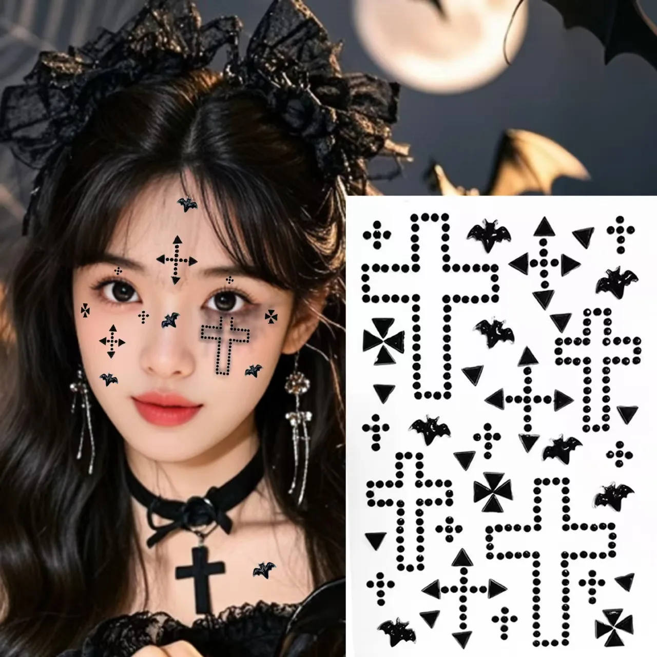Halloween Stickers Festival Party Stage Facial Makeup Stickers Veneer Makeup Girls Stage Makeup Dance Performance