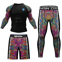 Camisetas y pantalones cortos MMA Rashguard para hombres, chándal BJJ, camisetas de boxeo, Muay Thai, conjuntos deportivos de Kickboxing
