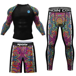 MMA Rashguard T Shirts+Pants Rash Guard Shorts BJJ Tracksuit Boxing Jerseys Muay Thai MMA Compression Men Kickboxing Sport Sets