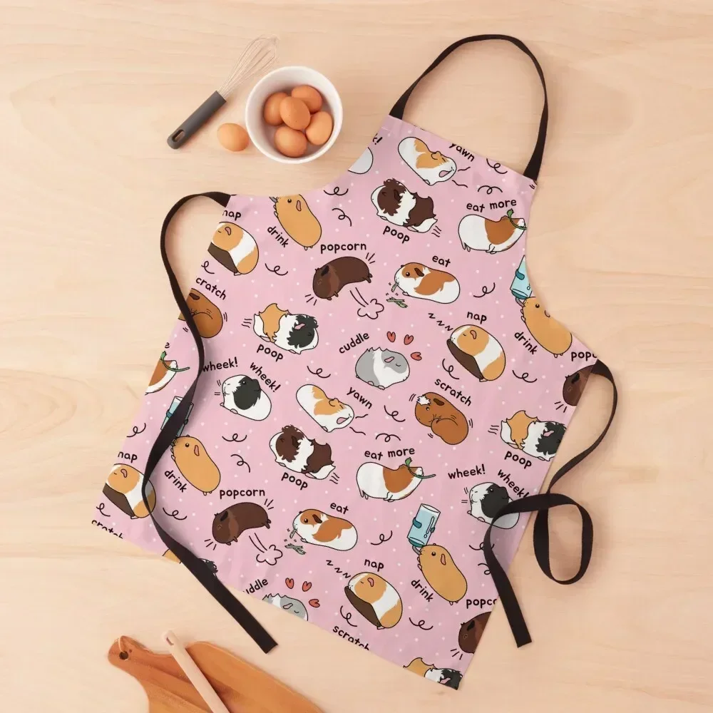

Guinea Pig Daily To-Do List - Pink Background Apron carpenter kitchen clothes for men Woman Kitchen Apron