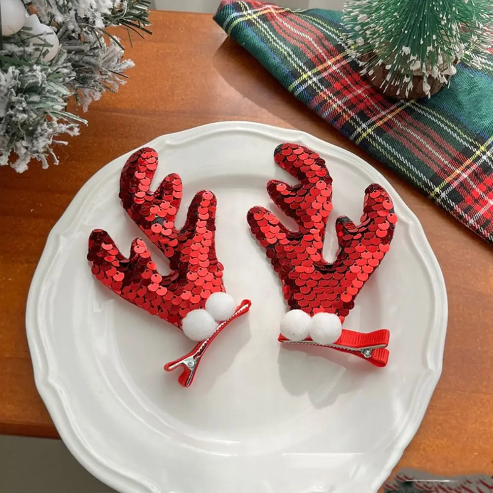 

Merry Christmas Decor Christmas Hairpin Sequin Deer Horn Children Antler Hair Clip Korean Hair Accessories Christmas Tree