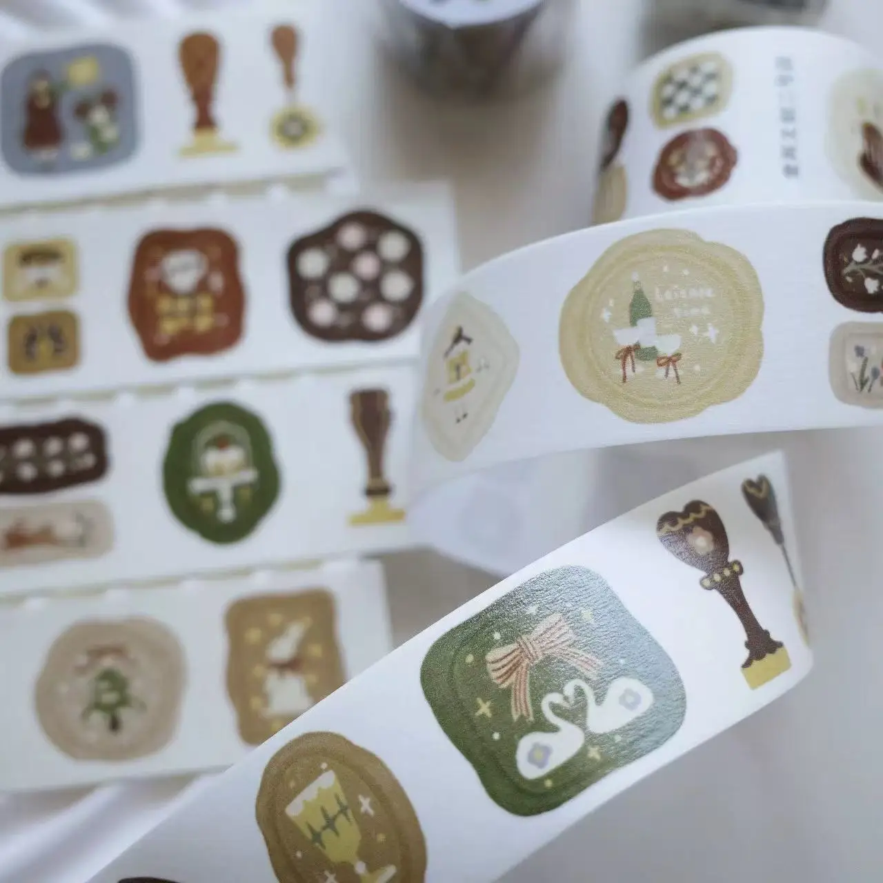 YiEr Studio Vintage Wax Seal Washi PET Tape Planner DIY Card Making Scrapbooking Plan Decorative Sticker