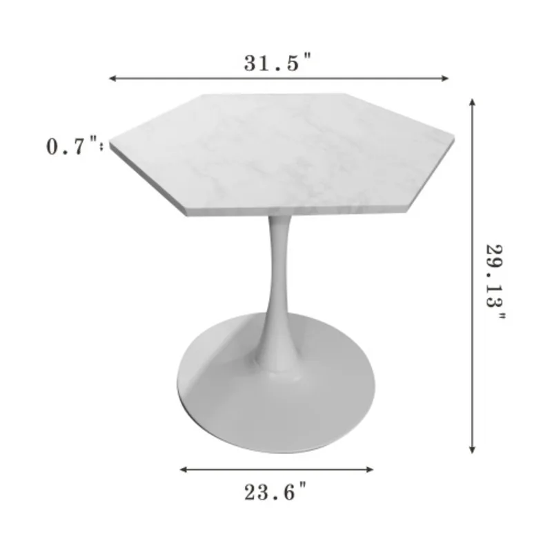 31.50" Modern Hexagonal Coffee Table Tea Table Side Table Pedestal Table Lap Desk Suitable For Dining Room Kitchen Home