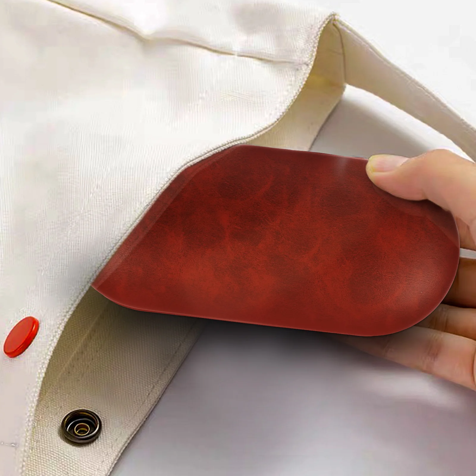 

Double Layer Eyeglass Case PU Flocked Cloth Durable Portable Travel Contacts Storage Holder Mirror Included