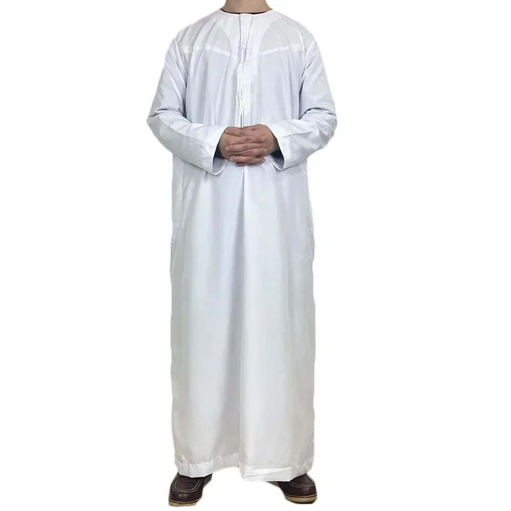 Medio Oriente Arabo Caftano Uomini Abbigliamento Musulmano Solido a maniche lunghe Girocollo Vestaglie Causale Allentato Uomini Jubba Thobe Costumi Nazionali
