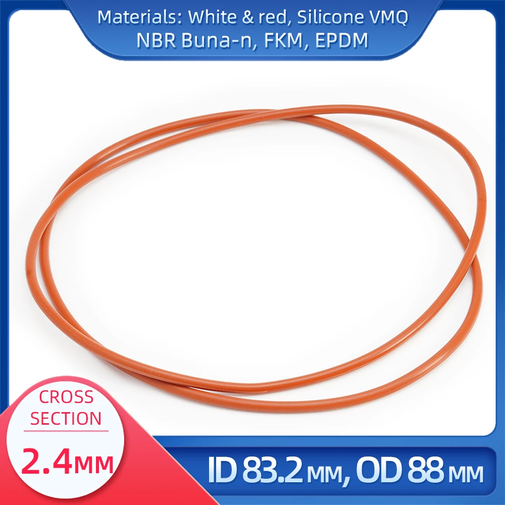 

O Ring CS 2.4 mm ID 83.2 mm OD 88 mm Material With Silicone VMQ NBR FKM EPDM ORing Seal Gaske