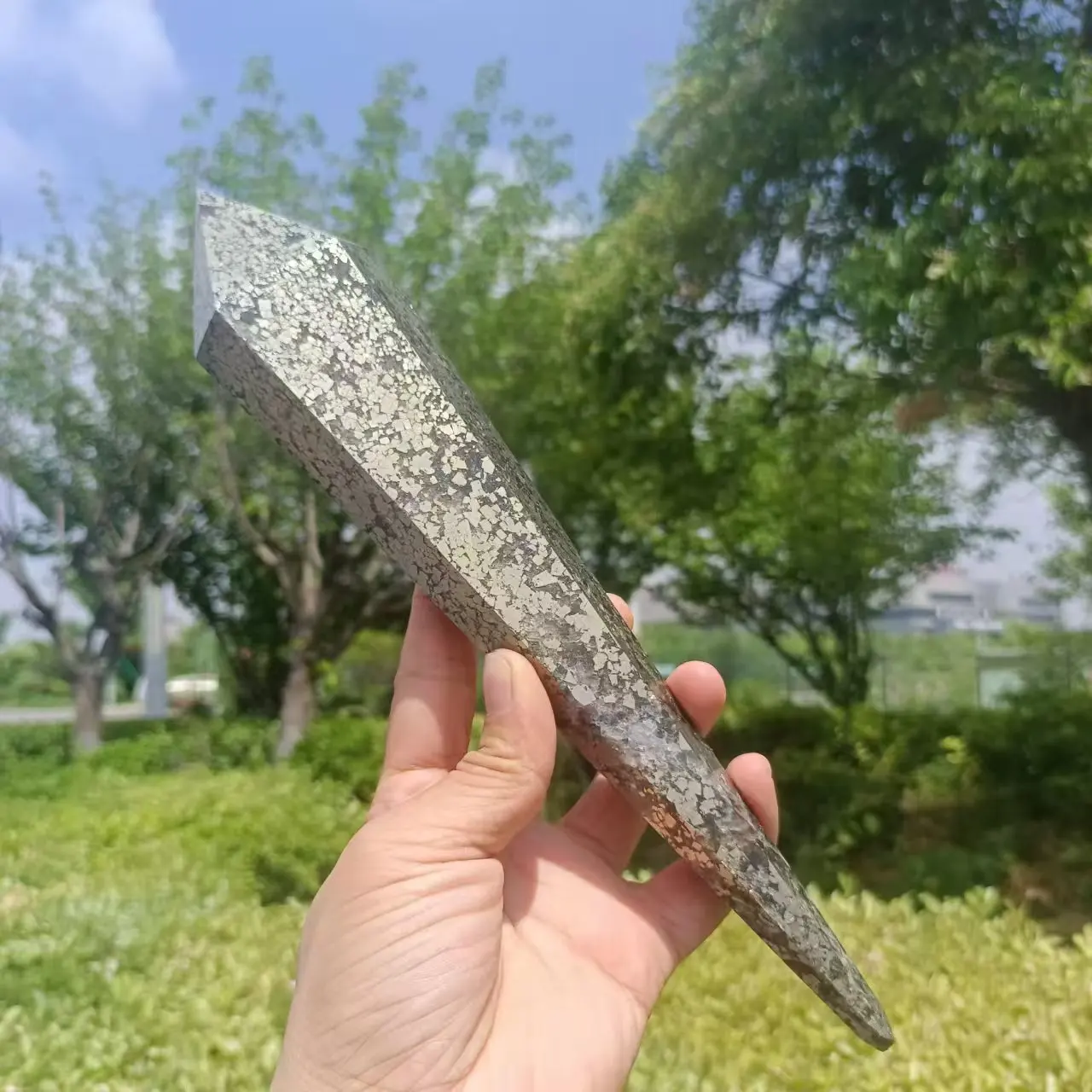 Natural Chalcopyrite Scepter, Quartz Crystal Obelisk, Mineral Reiki Healing Stone, Energy Ore Demagnetization, Room Decor·