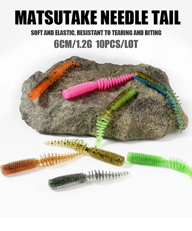 SUNMILE Angeln Weichen Köder Wurm 65mm/1,2g 10 teile/los Künstliche Köder Angeln Wobbler Leurre Souple Köder bass Barsch Forelle Köder – Detail 1