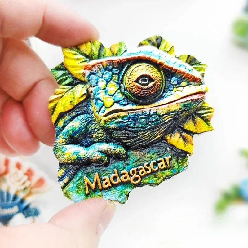 The Republic of Madagascar Fridge Magnets Travel Souvenirs Wales Chameleon Fridge Stickers Home Decor Wedding Gifts
