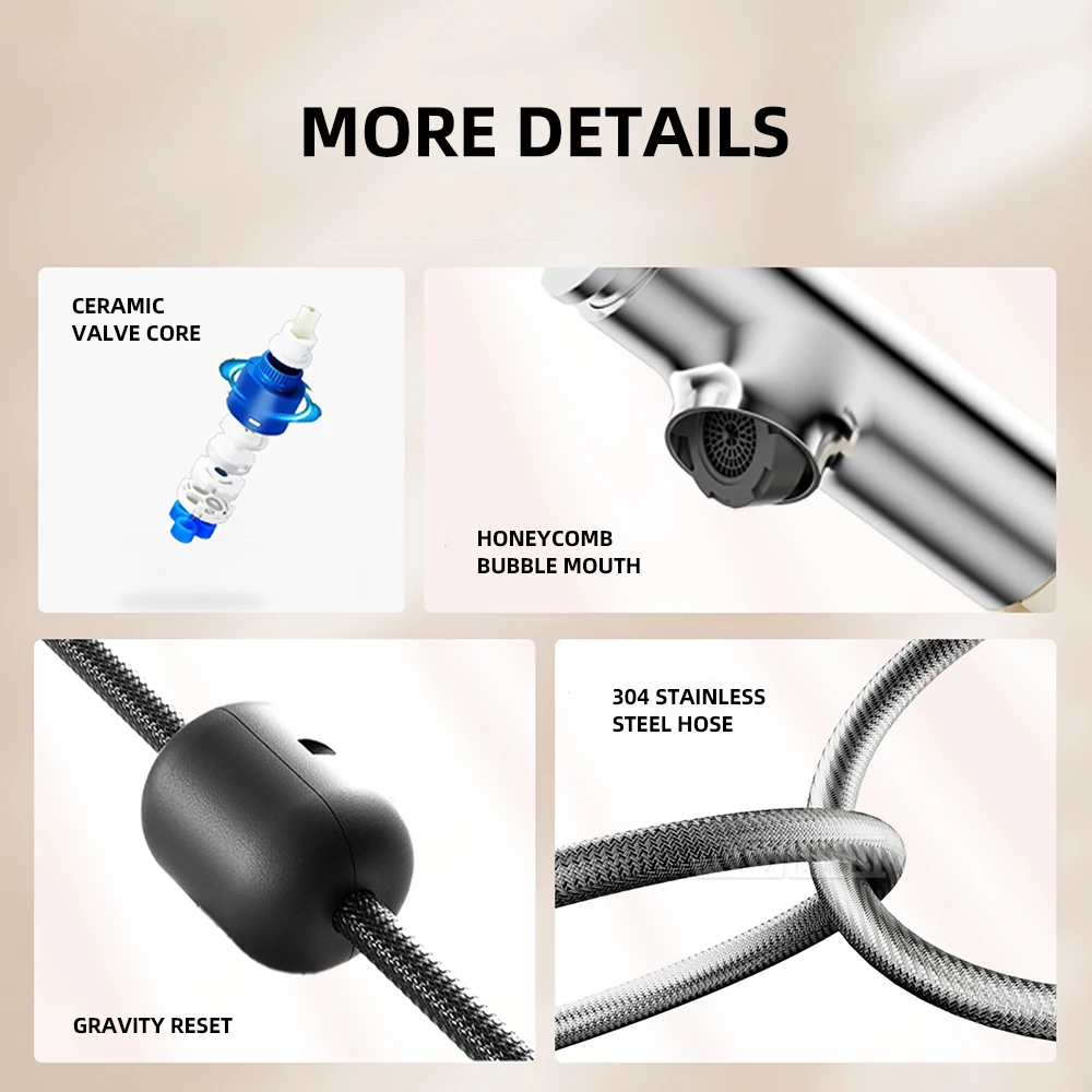 Household washbasin micro-bubble dopamine faucet universal hot and cold retractable swivel faucet for rinsing mouth