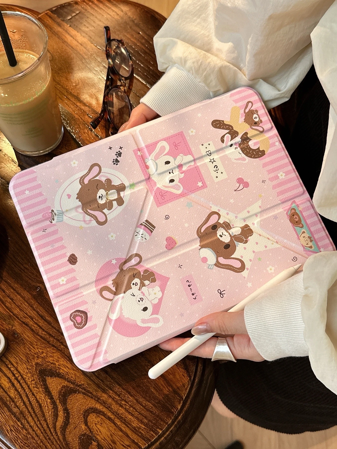 Urocze etui na tablet z króliczkiem do iPad Pro 11 M2 M3 M4 M5 A16 2025 Air4 5 6 7 12.9/13/9.7/10.2/10.5/9.7 cali 5. 6/7/8/9 10. 11. generacji — zdjęcie produktu 7