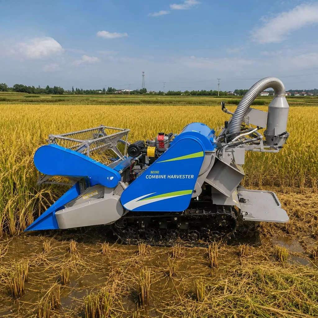 Self-walking Crawler Type Combine Harvester Rice Wheat Harvesting Grain Paddy Rice Harvester Mini Rice Harvesters