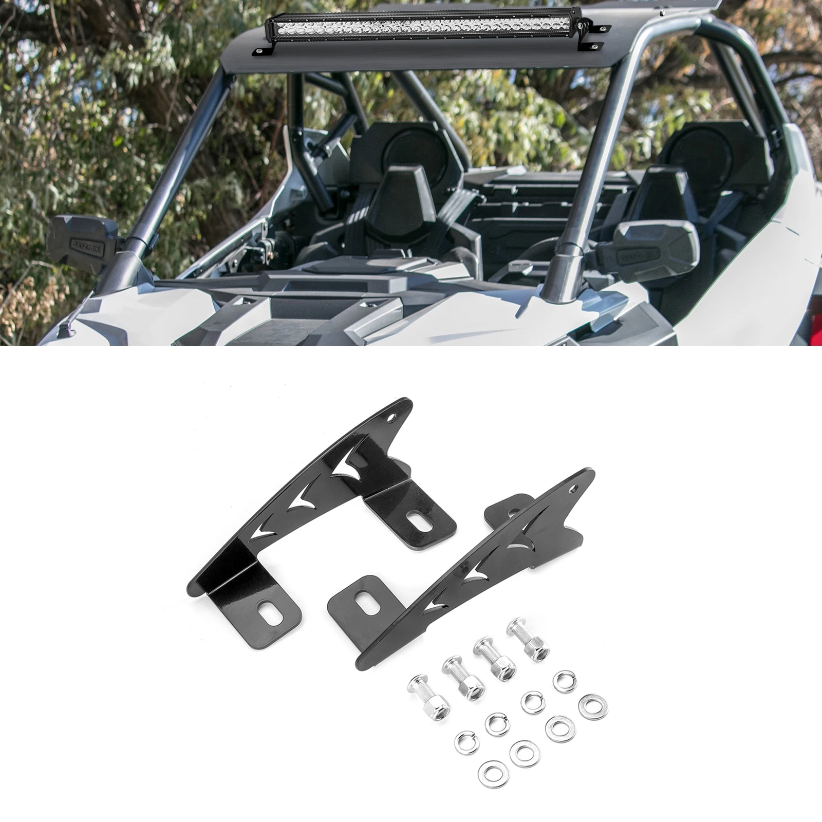 

UTV Upper Windshield Mounting Brackets Roof LED Light Bar Mount Bracket for 2022+ Polaris RZR Pro/Pro R 4 Accessories