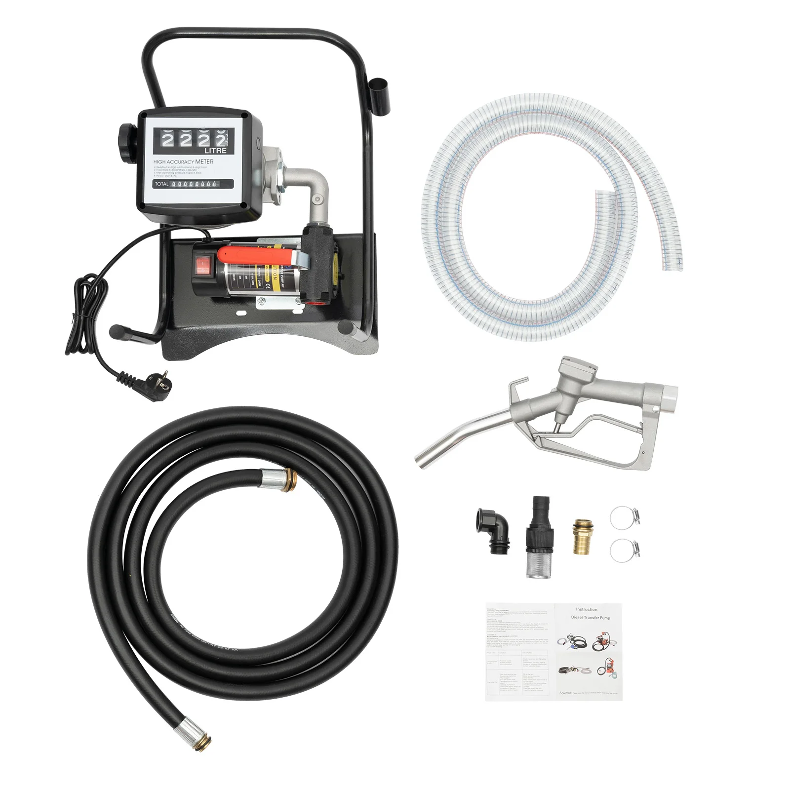 550W Electric Meter Pump Oil Transfer Pump Electric Self-Priming Fuel Oil Auto Refueling Automatic Diesel Transfer Pump Black
