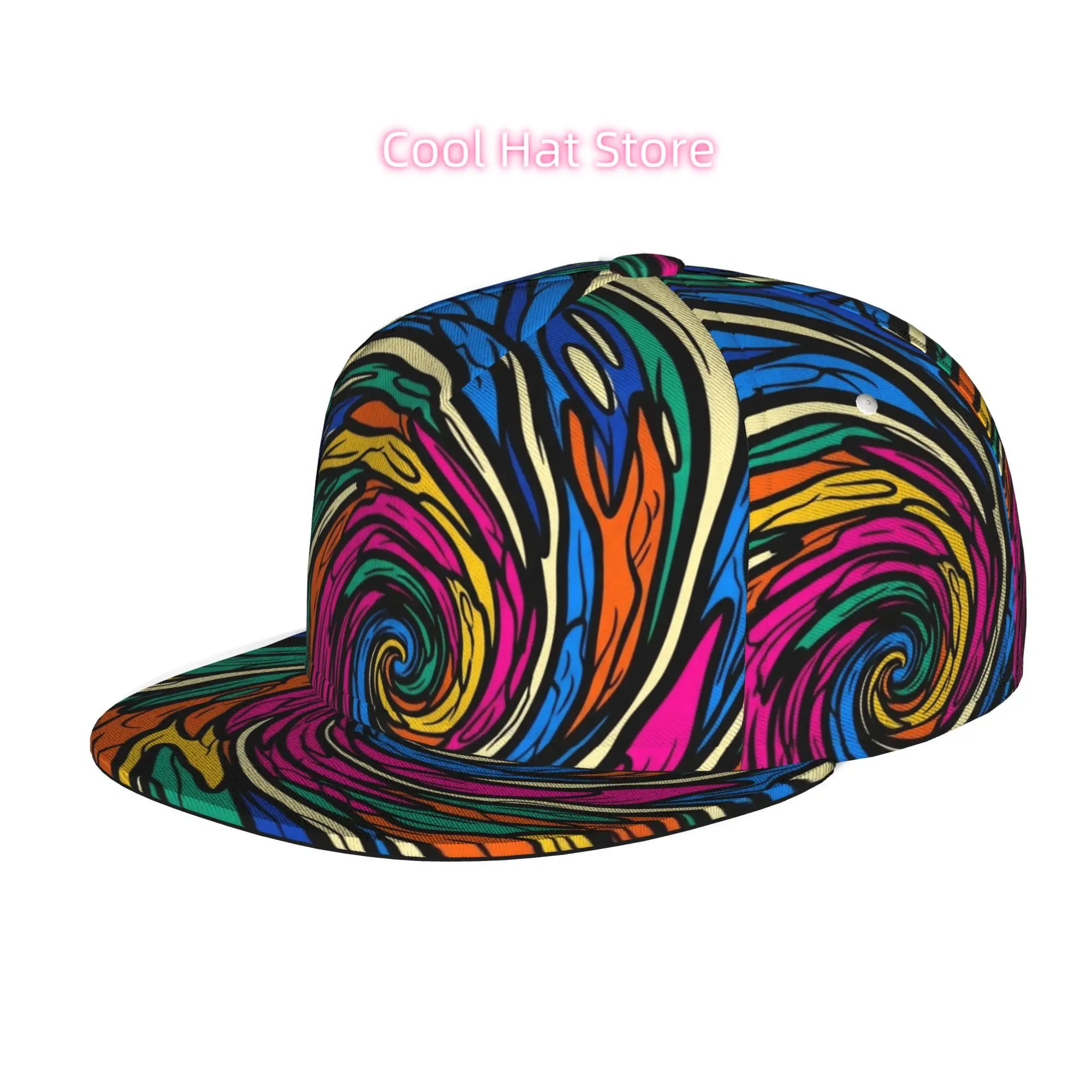 Men'S And Women'S Baseball Cap, Abstract Frog Colorful Mushroom Hat Adjustable Snap-On Brim, Flat Top Design – Suitable for Casu