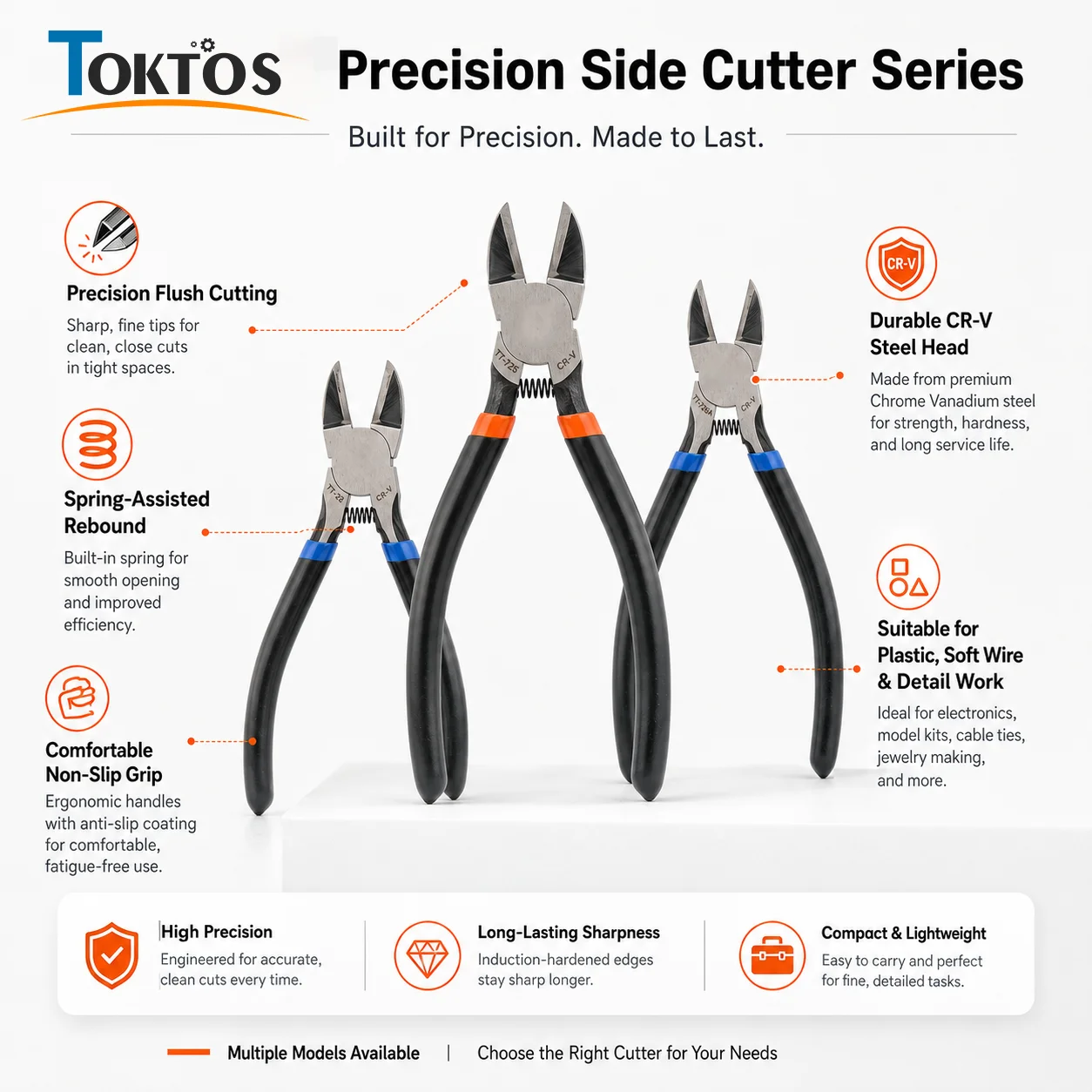 TOKTOS Jewelry Diagonal Cutting Pliers Flush Cutter Wire Cutter Tool for Gold Silver Copper Wire Jewelry Making DIY Craft