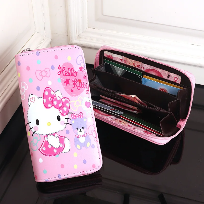 

Кошелек для монет Hellokittys Sanrios, большая емкость, милая девушка, милая девушка, мисс длинный стиль, кошелек для монет с принтом, аниме-фигурка, каваи, мультфильм
