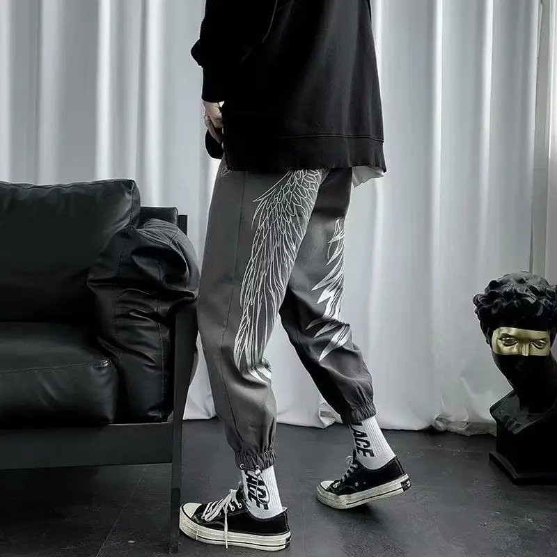 Sweatpants for Men Hip-hop Baggy Fleece-lined and Extra Thick Trousers Casual Autumn Winter Retro Comfortable Man Sports Pants