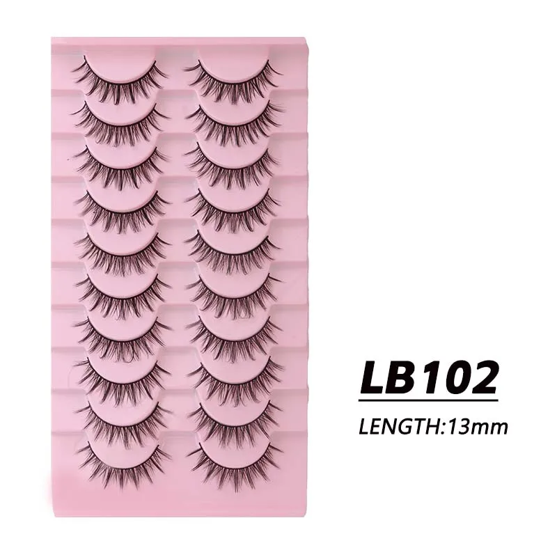 Vipuda Manga Lashes 10 paia Natural Full Strip Cilios riutilizzabile 3D Faux Mink Fluffy Soft Wispy ciglia Extension strumenti per il trucco