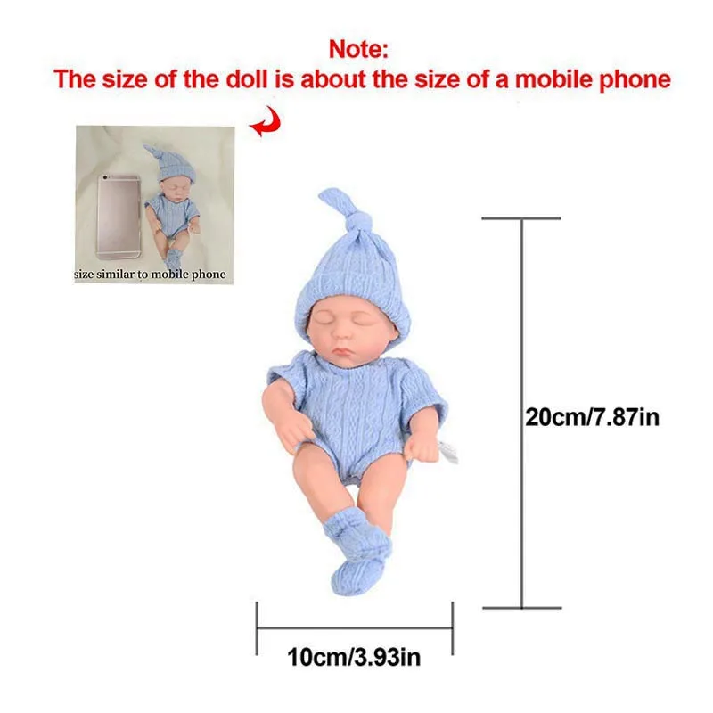 20CMベビードール、柔らかく全身ビニール製のリボーンドール、7.87インチのリアルな新生児ミニベベドールおもちゃ、女の子の子供向けおもちゃ