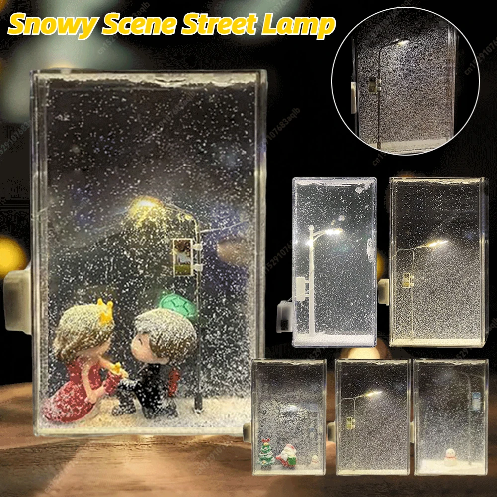 Snowy Lamp Snow Scenery Night Light Realistic Handmade Christmas Light Decorative DIY Snowflake Lamp for Kids Adults