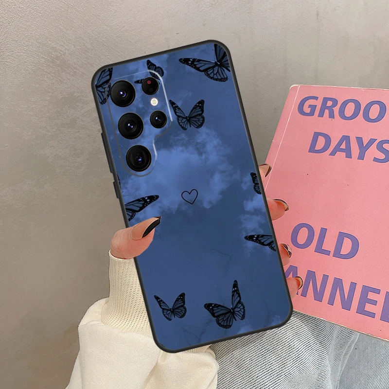 Etui Motylkowe na Samsung Galaxy S25 Ultra S20 S21 S22 S23 S24 Ultra S9 S10 Plus S25 FE Cover Coque