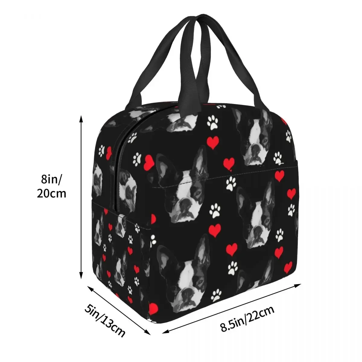 Bolsas de almuerzo impermeables para mujeres y niños, bolsa de almuerzo con aislamiento de perro Boston Terrier Adorable, bolsa de lona para Picnic