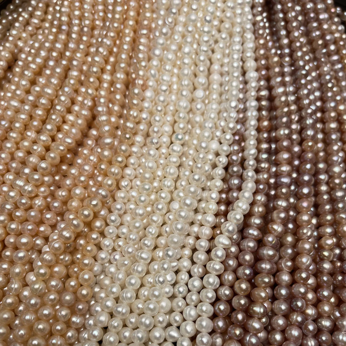 6-7mm Natural Freshwater Pearls Near-Round Orange Purple Spacer Beads for DIY Jewelry Making Necklace Earring Bracelet Women