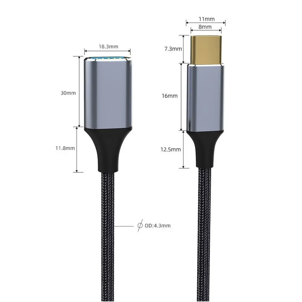 Kabel Ekstensi Mouse Keyboard U Disk Kecepatan Tinggi Adaptor OTG Tipe-C 3.1 ke Kabel Data USB 3.0